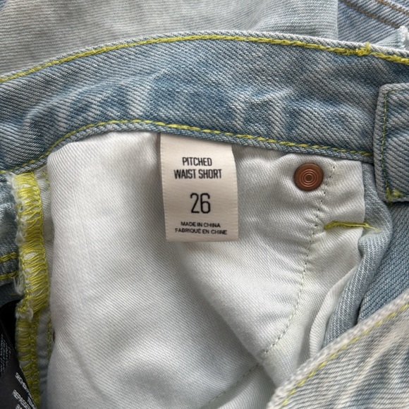 BDG Pitched Waist Denim Shorts. Size 26. NWT. Light Wash. Distressed. - Picture 8 of 14